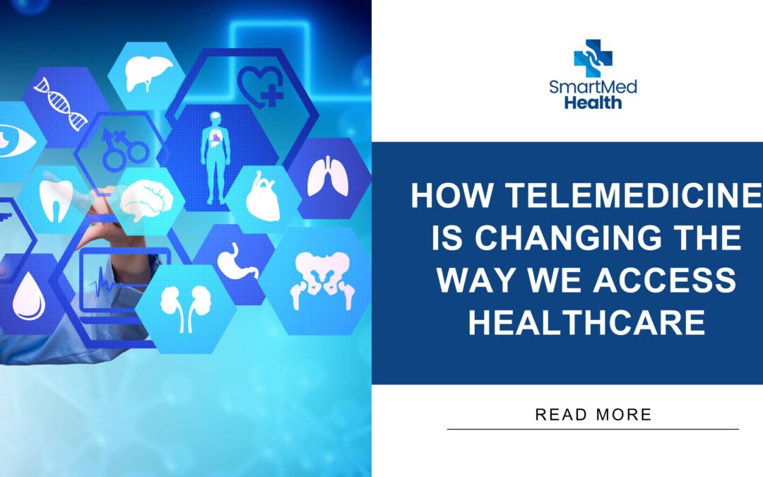 Telemedicine concept with the business logo, blog title, and read more option.